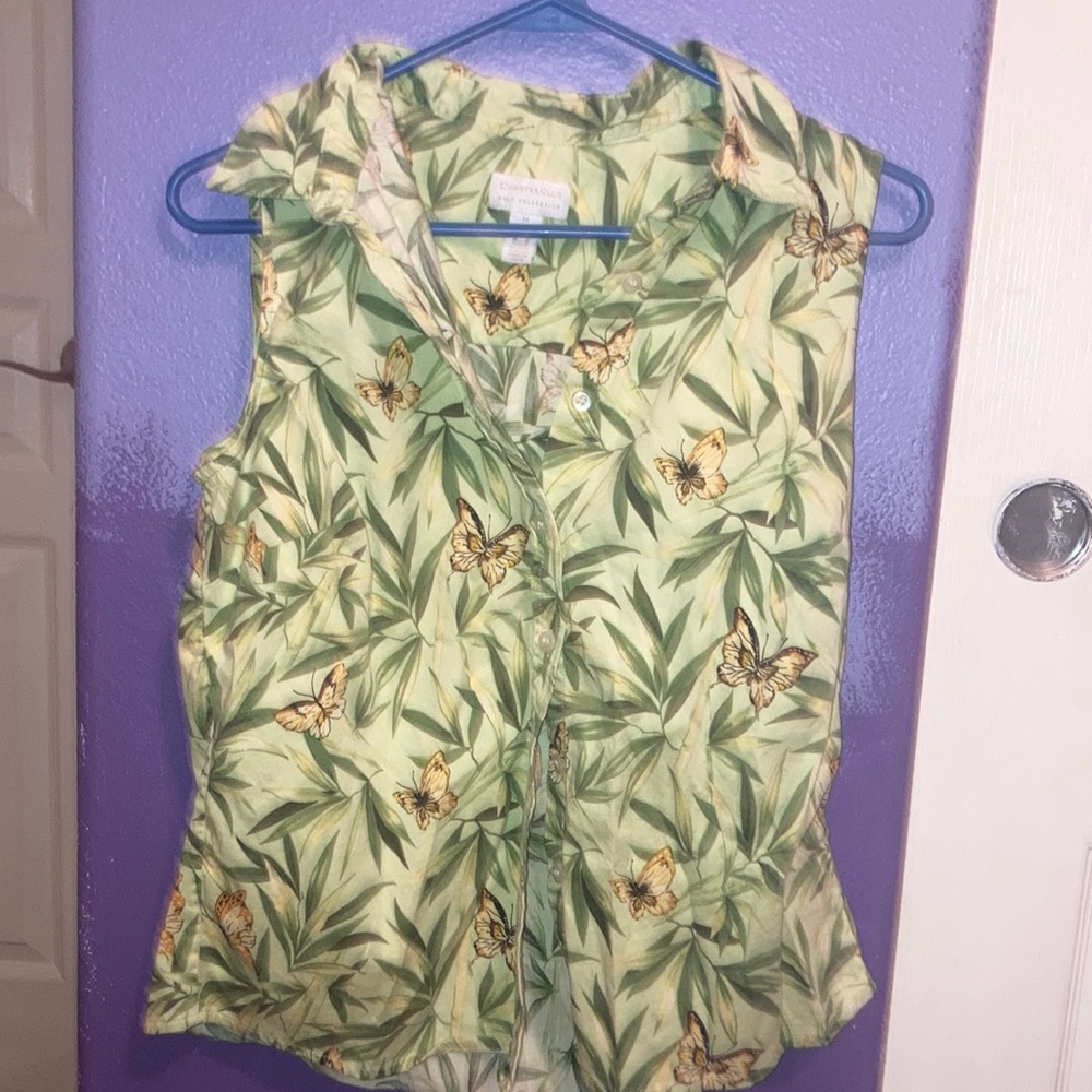 Charter Club Golf Collection Grannycore Button up Butterfly Vest